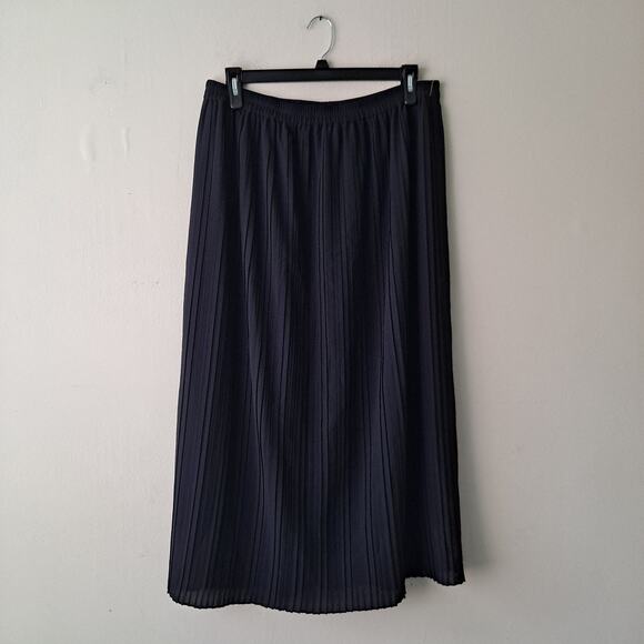 Talbots Accordion Pleated Maxi Skirt Pull On Elastic Waist Black Womens Size 18W - Picture 3 of 9